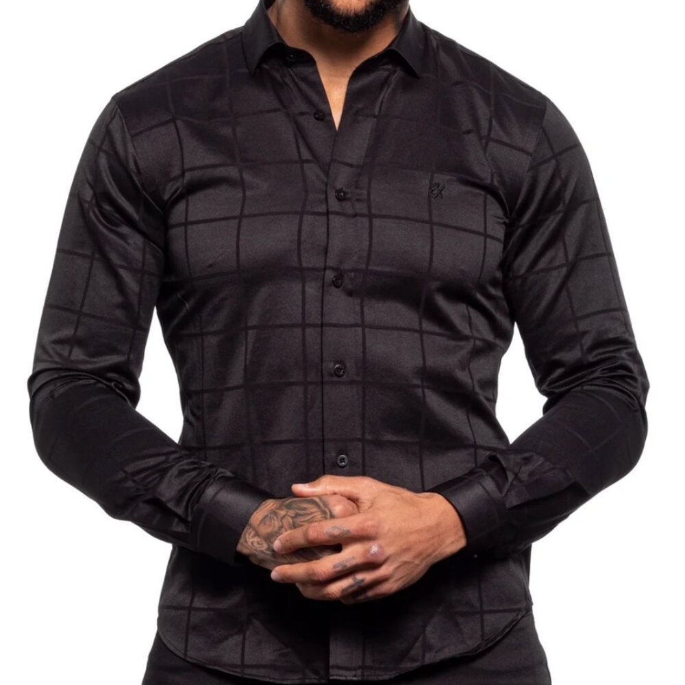 Eight X: Window Pane Jacquard Shirt (SKU M-2347)